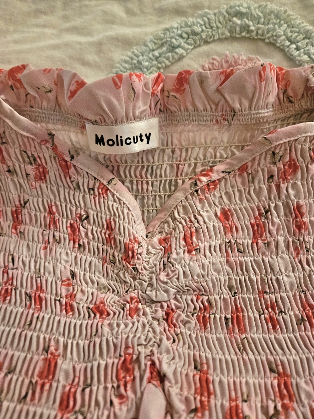 Molicuty Pink Floral Off-Shoulder Smocked Dress - Picture 4 of 9